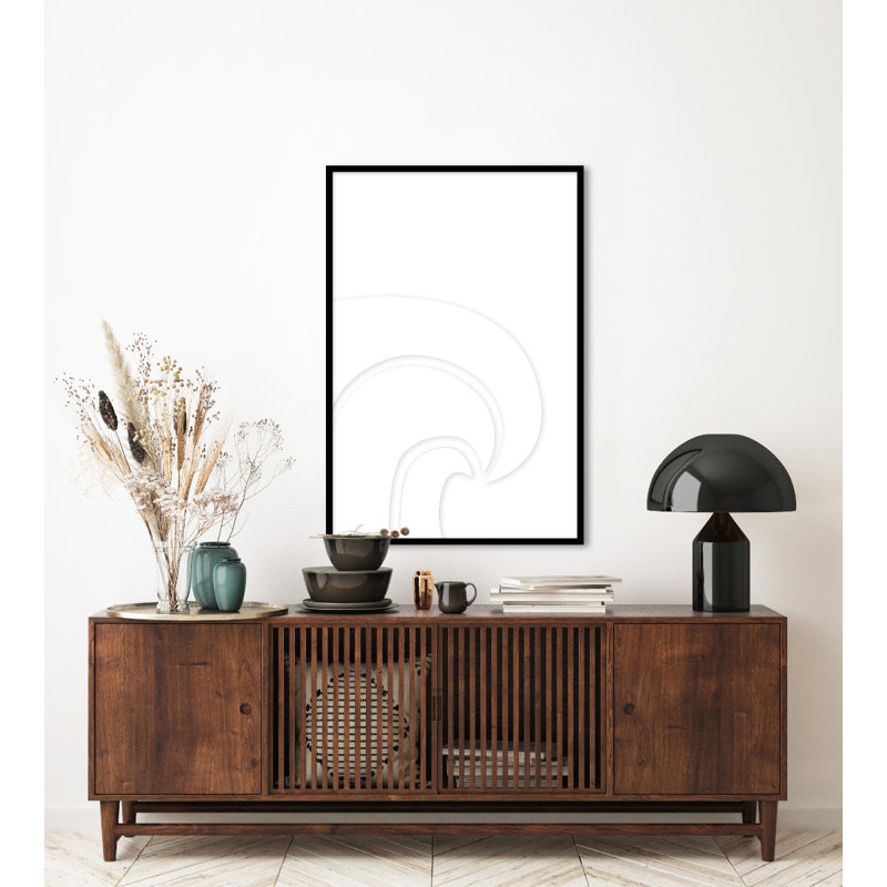 Water Wave - Floater Frame Print on Plastic / Acrylic, 148cm H x 98cm W x 10cm D, Black