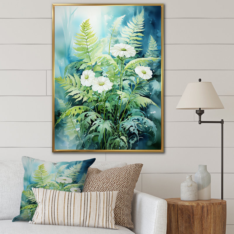 Ferns Romantic Impression I, reproduction d'art sur toile, Or, H 32 po x l 24 po x P 1 po
