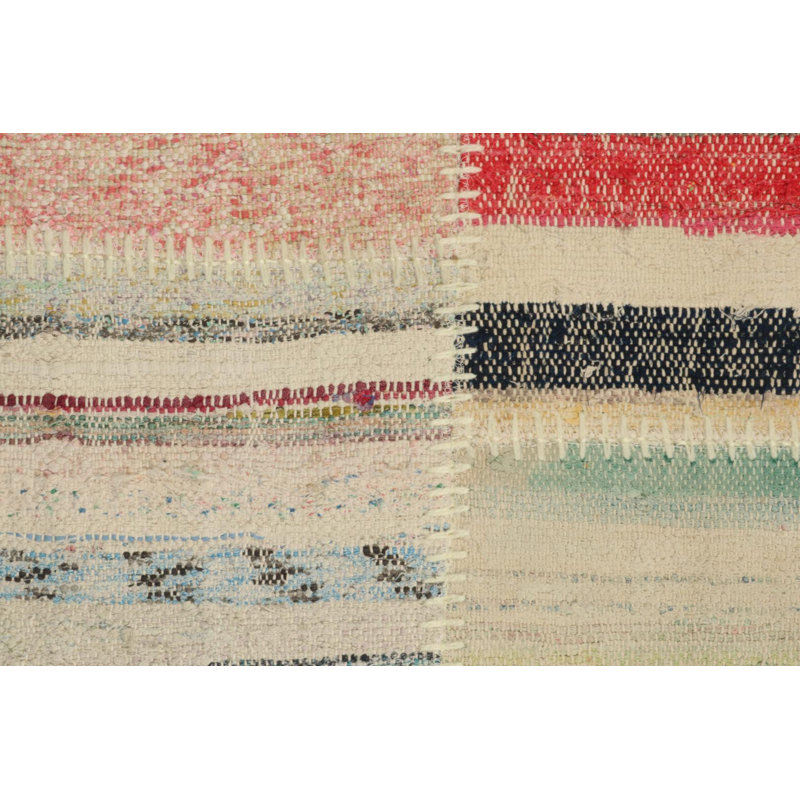 Wool Striped Area Rug in Pink