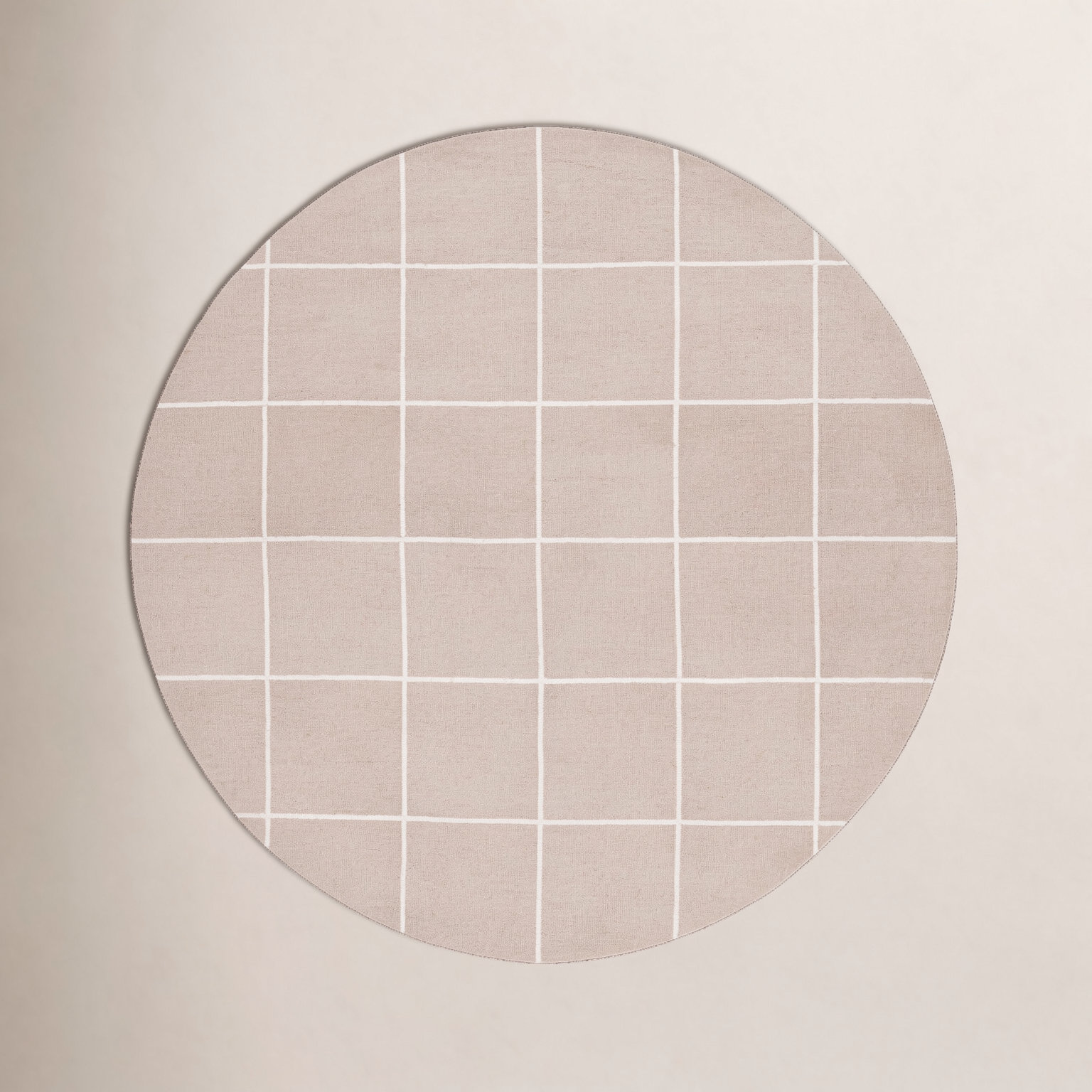 Beige Ivory Hand-Tufted Wool Rug, Round 6'