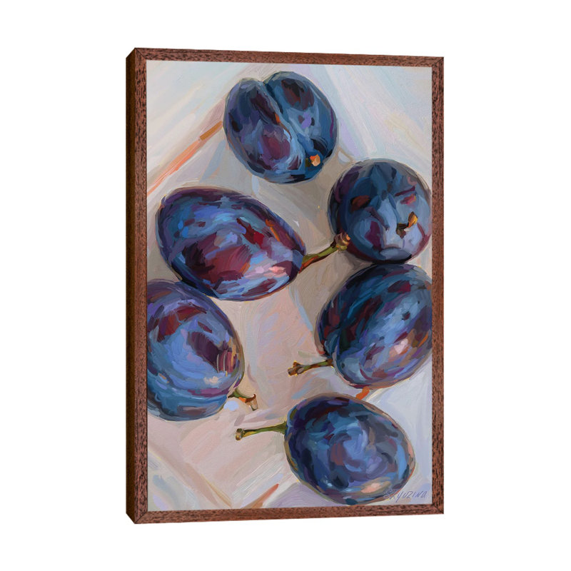 Plums by Svetlana Zyuzina - Floater Frame Gallery-Wrapped Canvas Giclée on Canvas, 101.6 cm H x 66.04 cm W, Brown