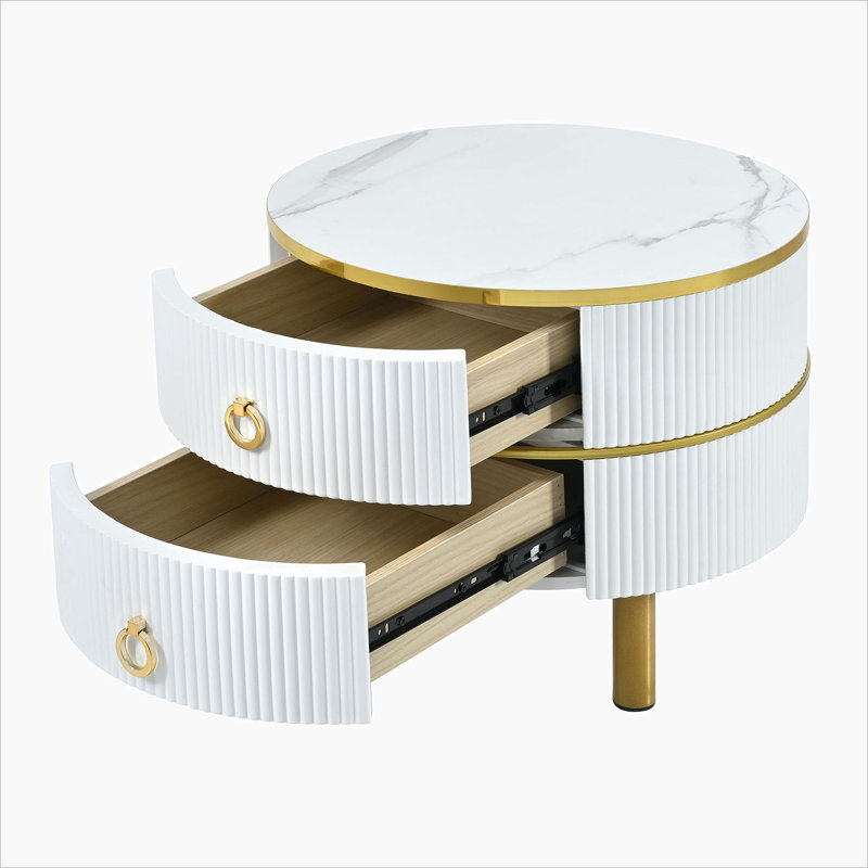 Table basse empilable avec 2 tiroirs, Blanc