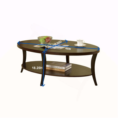 Perth Espresso Oval Coffee Table with Shelf