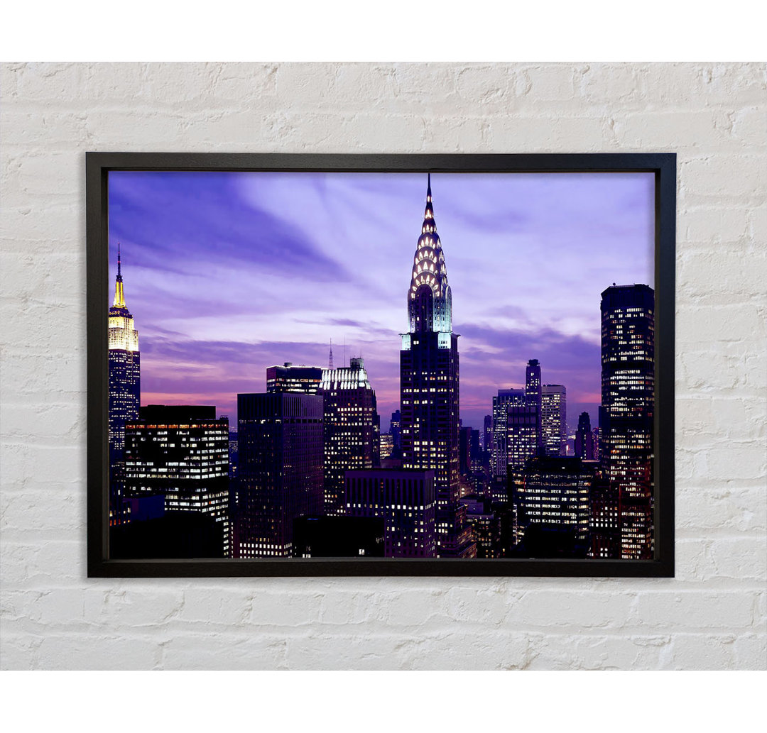 Empire State Building Purple Skys - Einzelner Bilderrahmen Kunstdrucke auf Leinwand