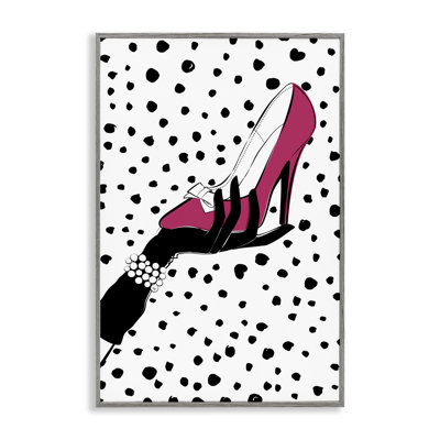 Chaussure rose à pois, estampe numérique par Martina Pavlova