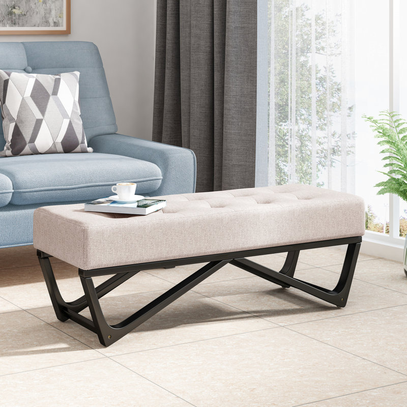 Cadre rectangulaire en faux bois avec siège à boutons et surpiqûres gaufrées style chic