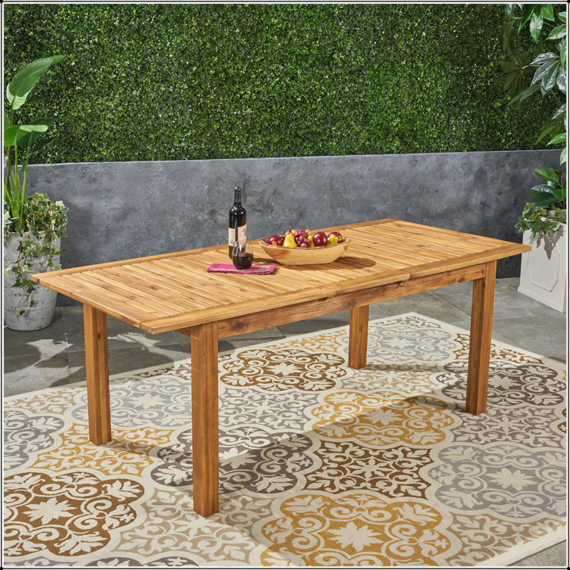 Table de salle à manger d'extérieur extensible en bois d'acacia