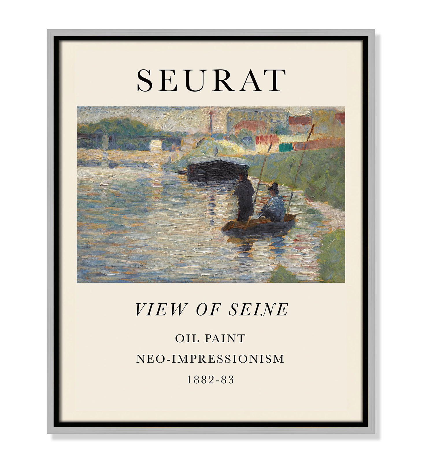 Old Masters Collection "View of Seine" Print, Silver Floater Frame, No, 21.5" H x 17.5" W x 2" D