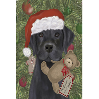 " Christmas Black Labrador And Teddy " by Fab Funky