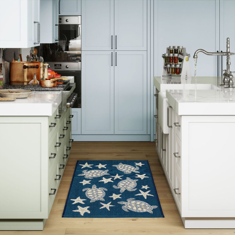 Tapis de cuisine intérieur / extérieur Monchat, Marine, Rectangle 2 pi x 2 pi 10 po