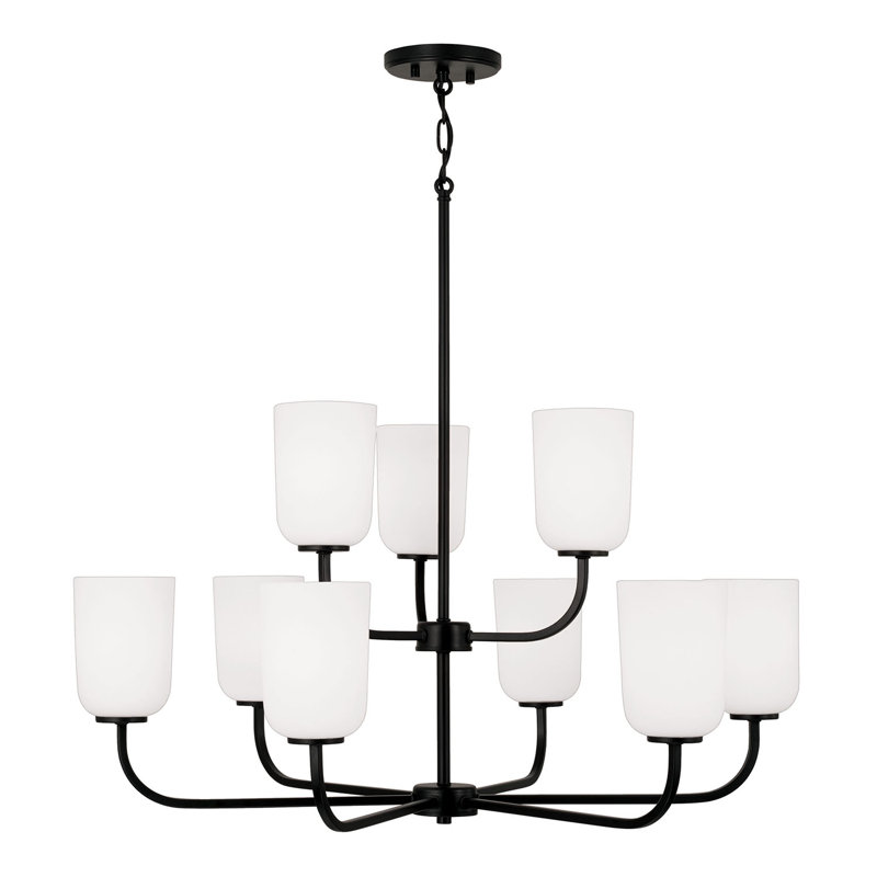 Lustre à niveaux simple 9 lumières Krush, Noir mat