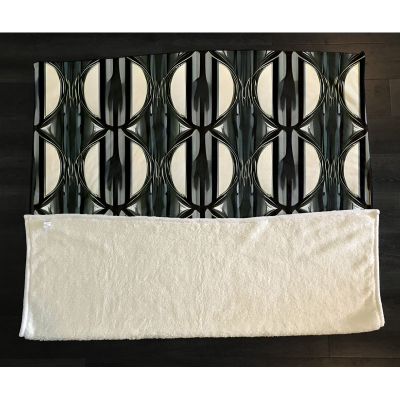 Throw Blanket, 68" W x 80" L, Geometric Shapes/Abstract, Gray/Tan/Black