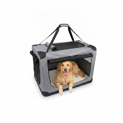 Cage de transport souple pour chien de 76 cm (30 pouces), pliable à 3 portes, grande taille