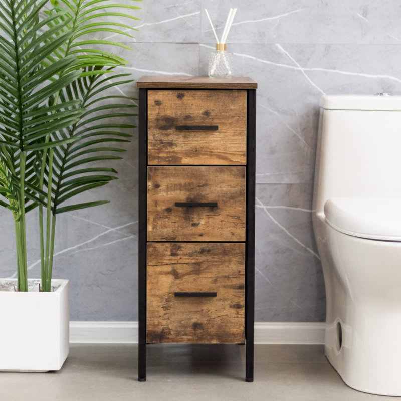 Armoire de salle de bain autoportante, Brun