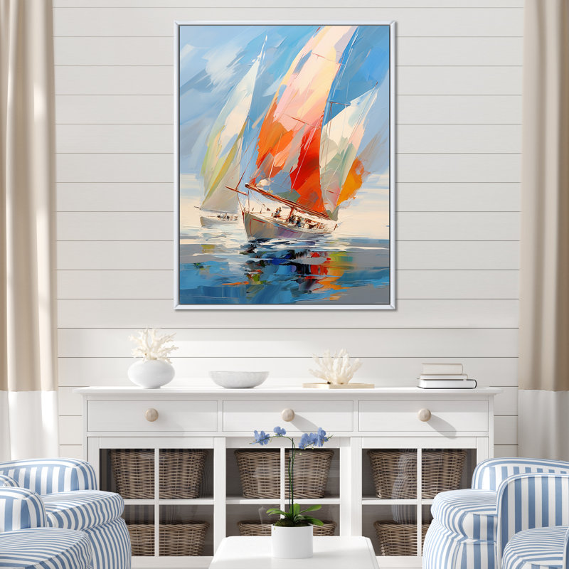 Fresin voilier abstrait, vents I - Bateau à voile, reproduction d'art sur toile encadrée, H 32 po x l 24 po x P 1 po