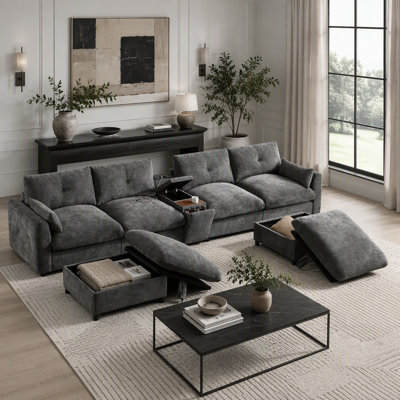 136" Modular Sectional Sofa with Console