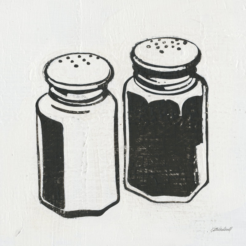 «Retro Salt and Pepper» par Kathrine Lovell - peinture sur toile, H 36 po x l 24 po