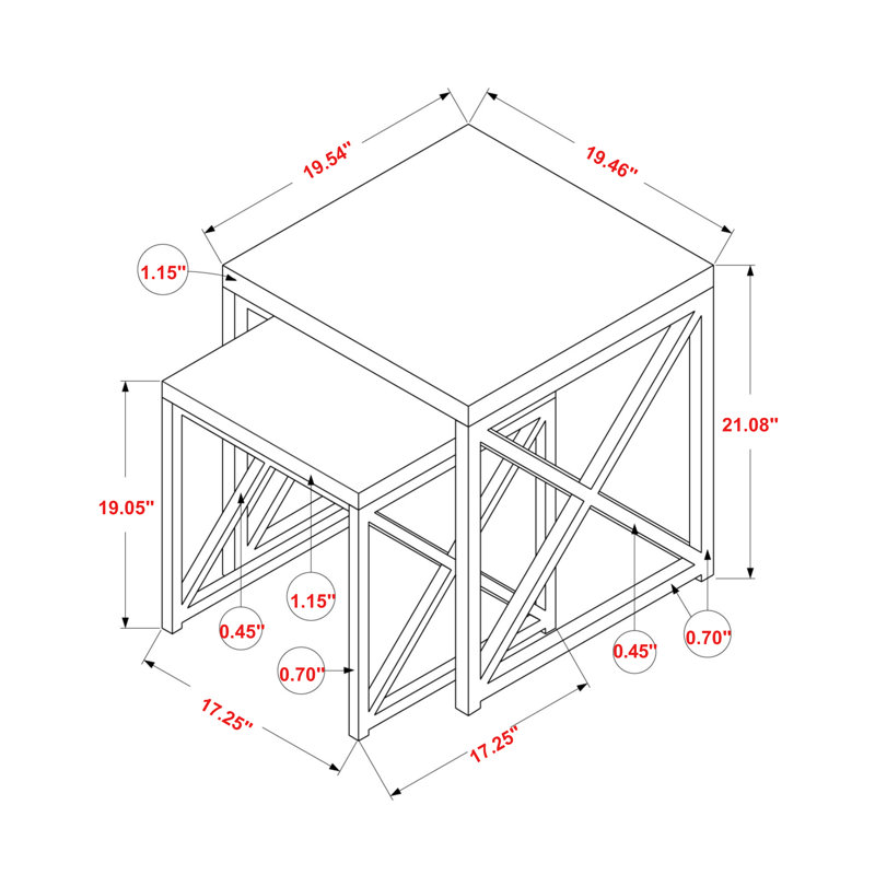 Franco Nesting Table Set Of 2 Side End Metal