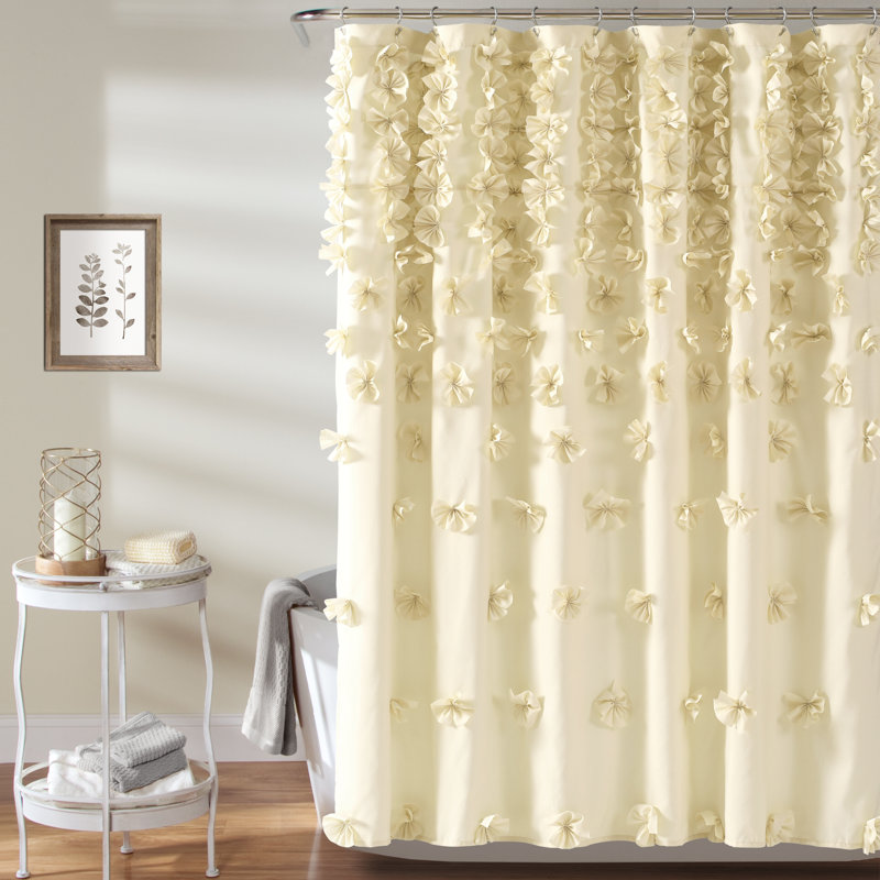 Rideau de douche simple de couleur unie Riley, Crème au beurre
