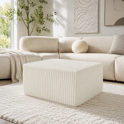 Pouf modulaire cube en velours côtelé rayé