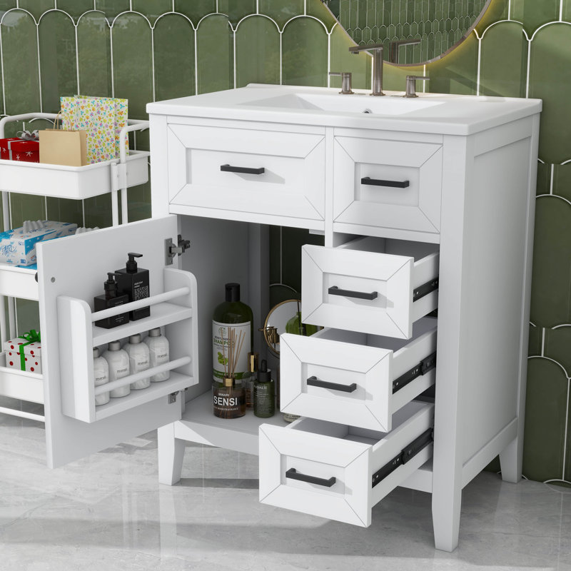 Meuble-lavabo de 30 pouces sans tiroir inclus, Blanc