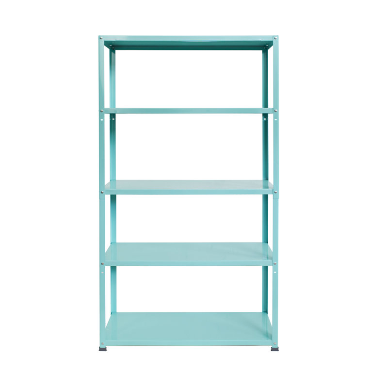 Turquoise Adjustable Steel 5-Shelf Bookcase