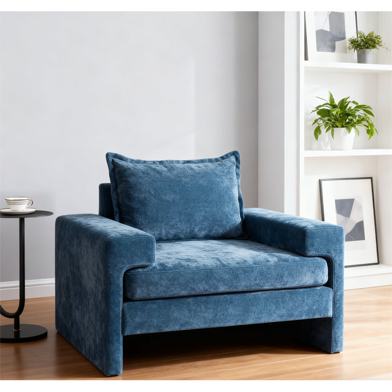 Chenille Upholstered Armchair 40.9" Accent Chair with Armrests, Blue
