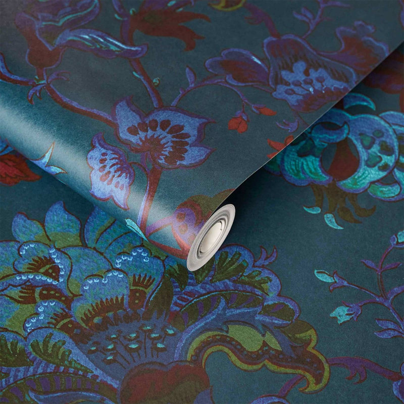 Majorelle 9.84' L x 70.87" W Wallpaper Roll, Petrol