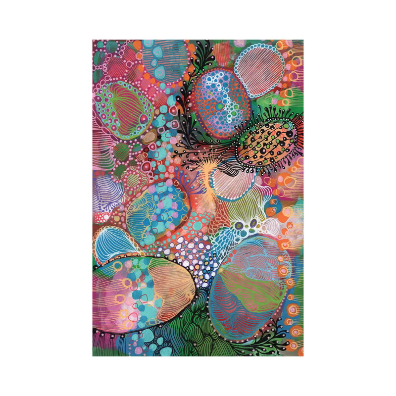 «Jellyfish IV» par Noemi Ibarz - peinture sur toile tendue, H 26 po x l 18 po x 1,5 po
