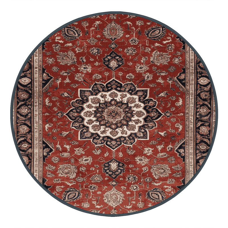 Tapis brun lavable à la machine, Rond 4 pi