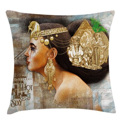 Woman Queen Cleopatra Profile Historical Indoor / Outdoor 40"" Throw Pillow Cover -  Ambesonne, min_32713_40x40