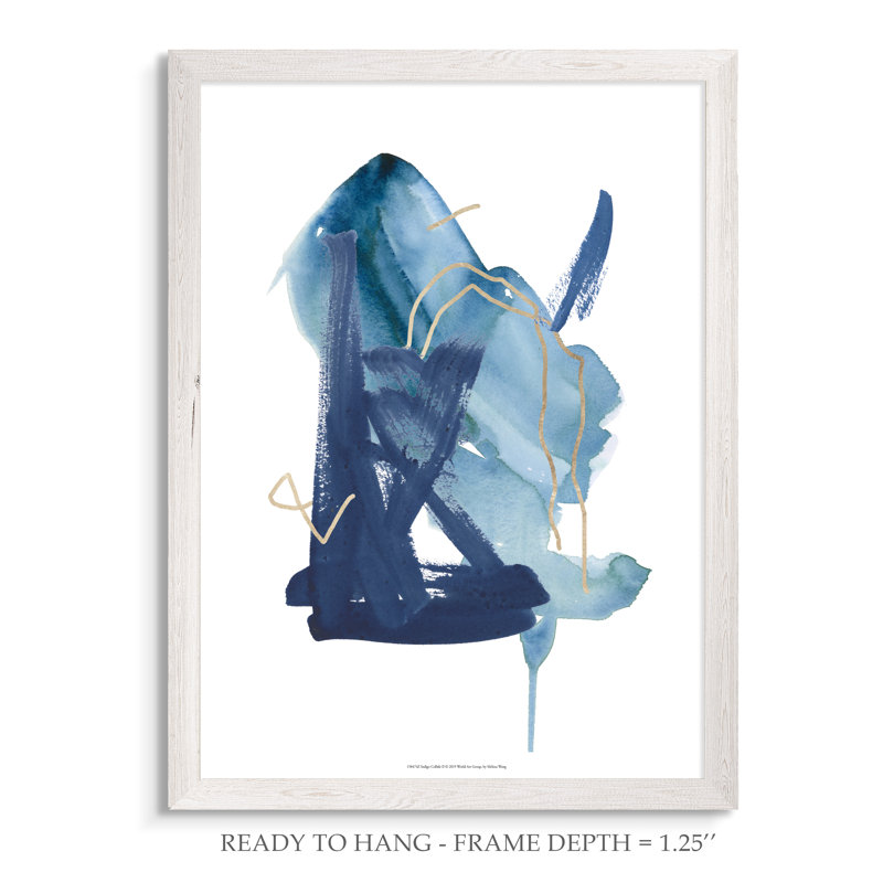 «Indigo Collide II» par Paul Cezanne - reproduction d'art encadrée, Toile encadrée, blanc, H 22 po x l 16 po x P 2 po