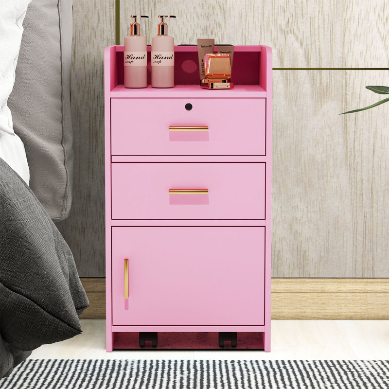 Armoire de rangement en bois pour outils de beauté, Rose