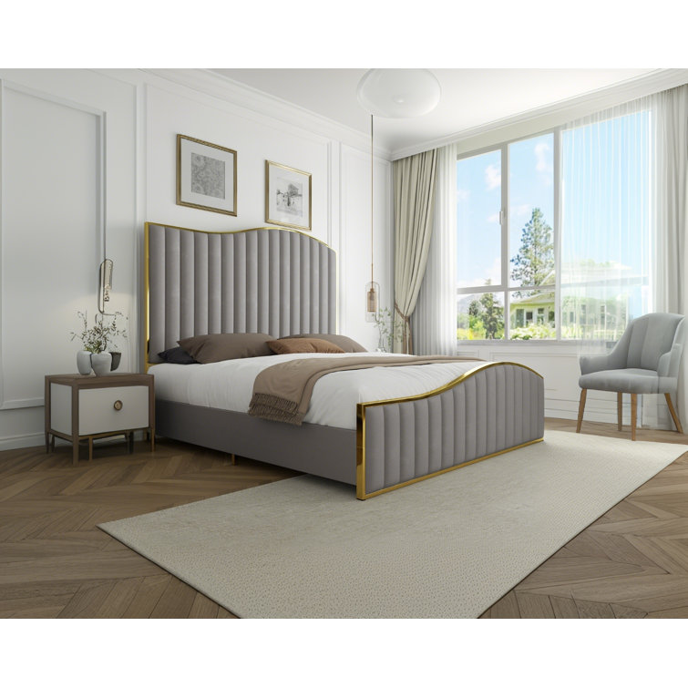Sadeigh Upholstered Bed Frame with Harp Headboard & Footboard