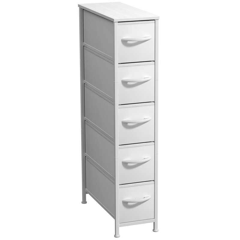 Commode étroite à 5 tiroirs Sorbus, White