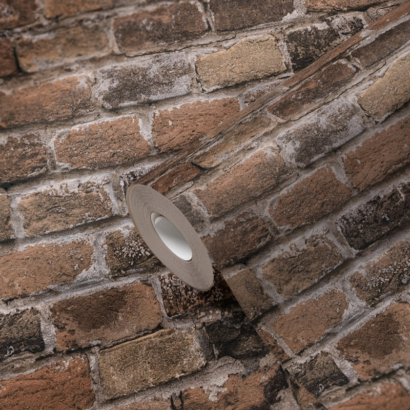 Bricks and More Collection Authentic Brick Wallpaper Roll, Brown