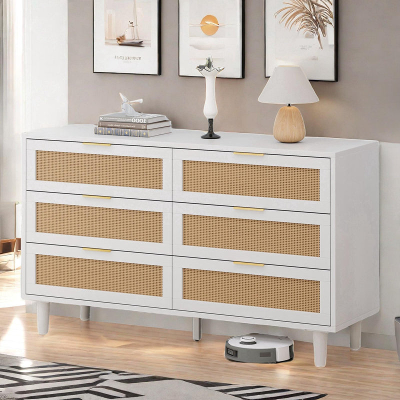Commode 6 tiroirs Abagayle, Blanc