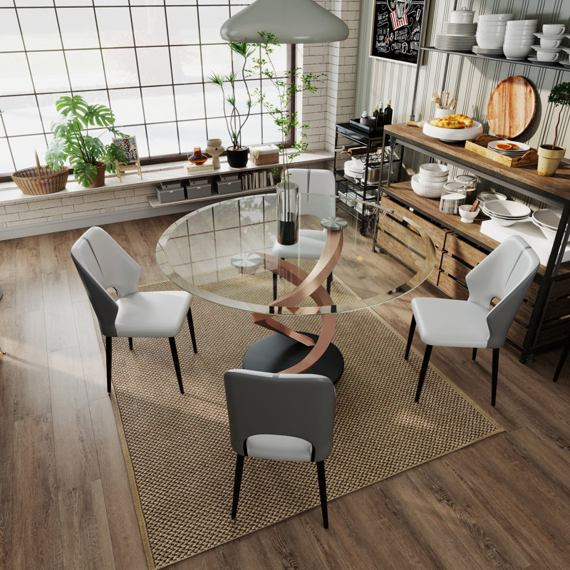 Upholstered Metal Leg Dining Chair, 4