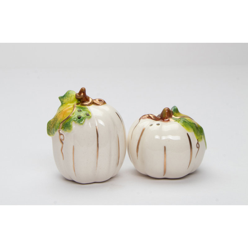 White Pumpkin Salt And Pepper, White/Green