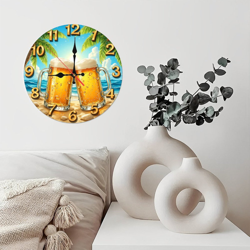 horloge de tasses de bière de plage
