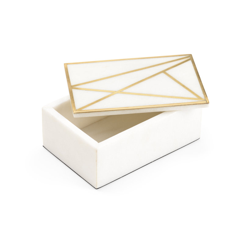 Genesis Alabaster Decorative Box, 3" H x 7.5" W x 5" D