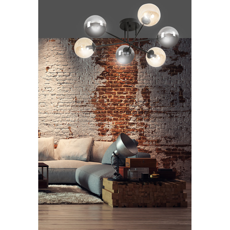 Cadesia Glass Semi Flush Mount, Graphite/Amber