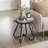 2 Piece Tempered Glass Surface Coffee Table Set, Decor Coffee Table Round End Side Table With Sturdy Construction For Living Room (Rustic Black)