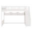 Lit mezzanine en bois avec escalier et garde-robe, tablettes de rangement et espace sous le lit-5025419