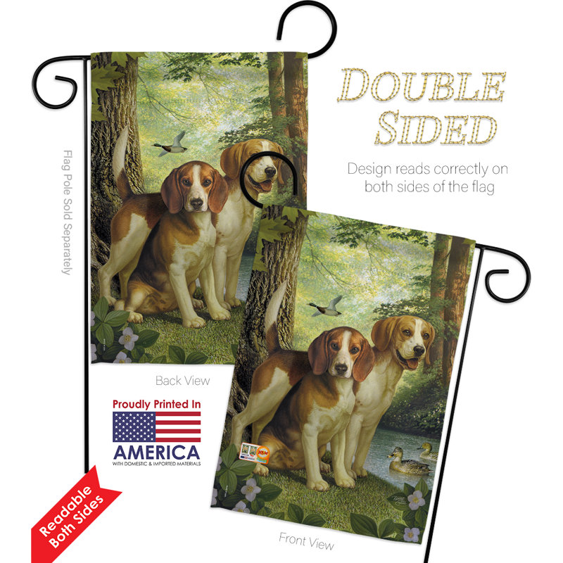 Beagles et canard 2 faces polyester 19 x 13 po Ensemble de drapeaux