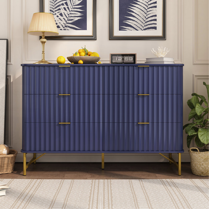 Commode décorative 3 tiroirs (bleu), Bleu très foncé