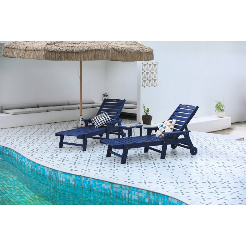 Chaise longue avec table d'appoint, Marine