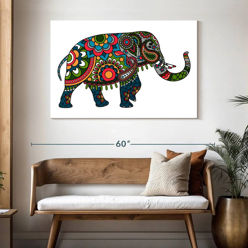 Éléphant floral Doodle, H 32 po x l 48 po