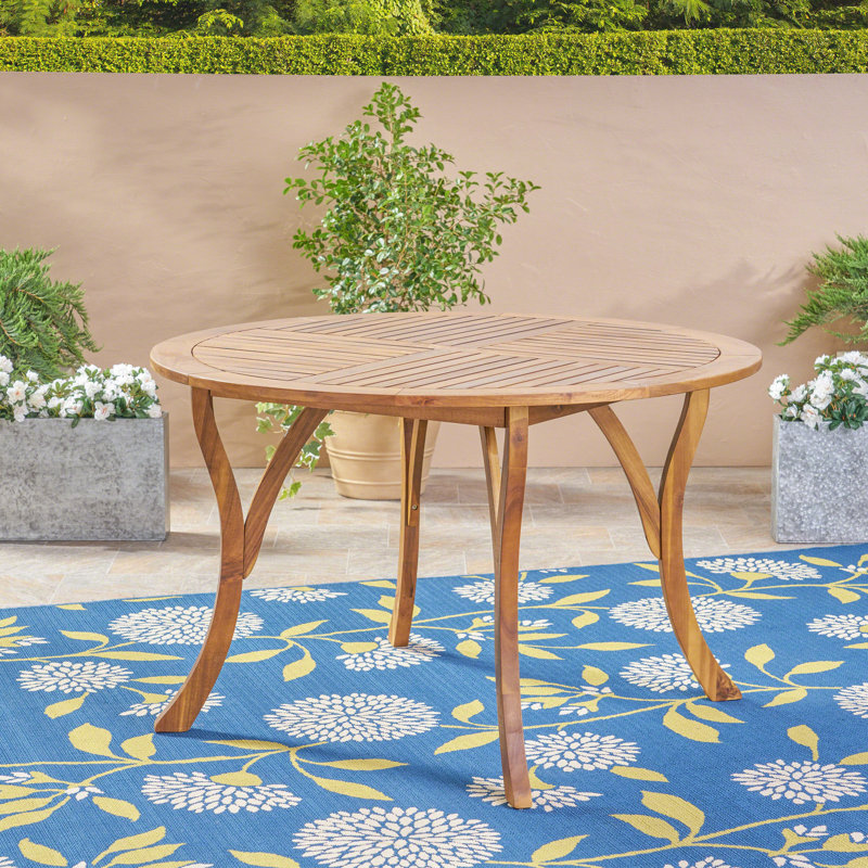 Balhi Round Acacia Outdoor Dining Table , 47.25'' in. W 47.25'' in. D, Teak