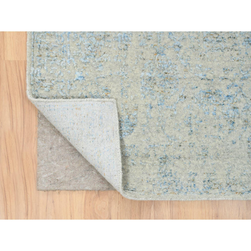 Tapis carré gris en laine et soie tissés à la main 10 pi 1 po x 10 pi 1 po A279ADDD702D4FCA8FE13001EFCC6A56
